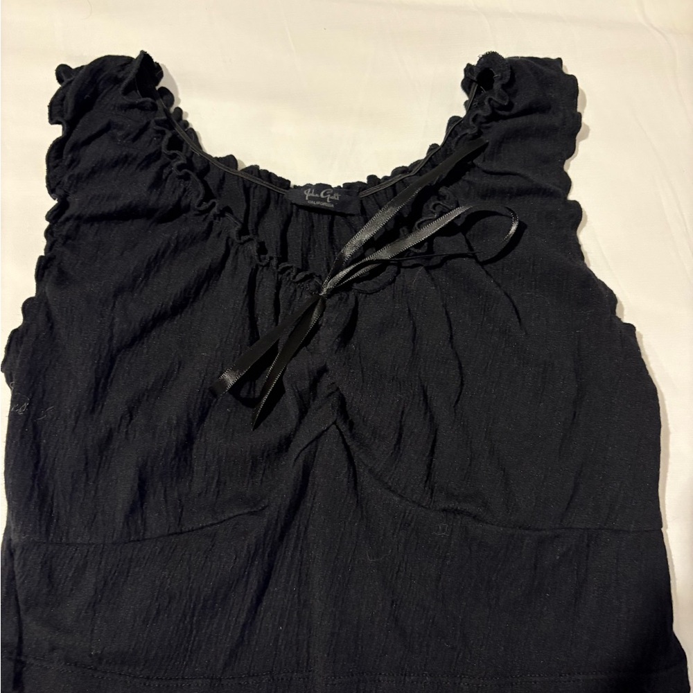 Brandy Melville Black Ruffled Tie Front Tank Top